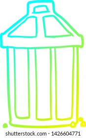 cold gradient line drawing of a old metal garbage can