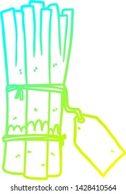 cold gradient line drawing of a organic bunch of leeks