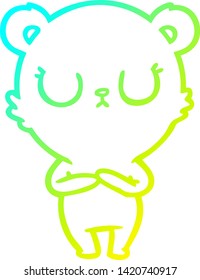 cold gradient line drawing of a peaceful cartoon polar bear