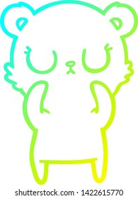 cold gradient line drawing of a peaceful cartoon bear