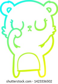 cold gradient line drawing of a peaceful cartoon bear