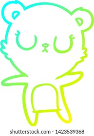 cold gradient line drawing of a peaceful cartoon polar bear