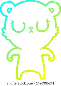 cold gradient line drawing of a peaceful cartoon bear