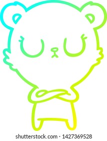 cold gradient line drawing of a peaceful cartoon bear cub