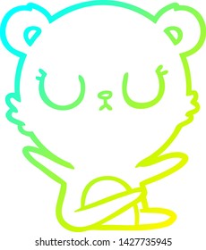 cold gradient line drawing of a peaceful cartoon bear