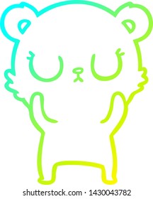 cold gradient line drawing of a peaceful cartoon bear