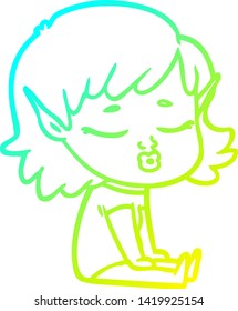 dibujo de una bella elfo de caricatura sentada