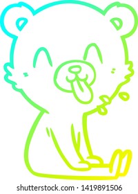 cold gradient line drawing of a rude cartoon bear