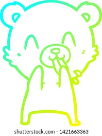cold gradient line drawing of a rude cartoon bear