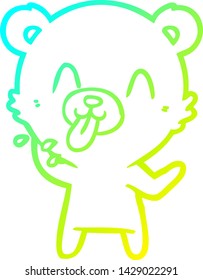 cold gradient line drawing of a rude cartoon polar bear sticking out tongue