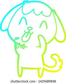 cold gradient line drawing of a rude dog cartoon