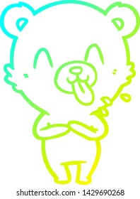 cold gradient line drawing of a rude cartoon bear