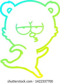 cold gradient line drawing of a running bear cartoon