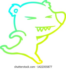 cold gradient line drawing of a running polar bear cartoon