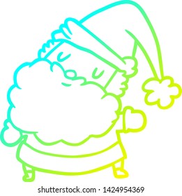 dibujo de línea de degradado frío de un santa claus