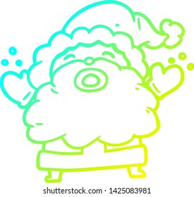 cold gradient line drawing of a santa claus shouting in frustration