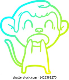 cold gradient line drawing of a shouting cartoon monkey