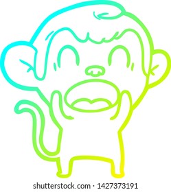 cold gradient line drawing of a shouting cartoon monkey