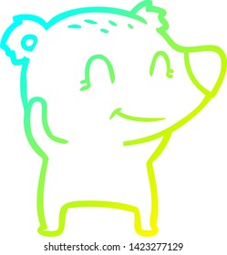 cold gradient line drawing of a smiling polar bear cartoon