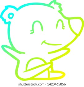 dibujo de línea de gradiente frío de una caricatura de oso sonriente
