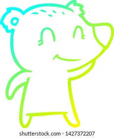 cold gradient line drawing of a smiling bear cartoon