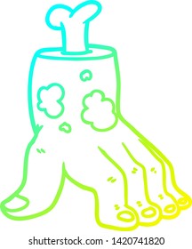 cold gradient line drawing of a spooky zombie hand cartoon