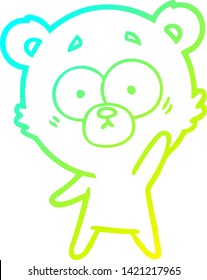 cold gradient line drawing of a surprised polar bear cartoon