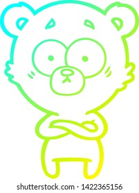 cold gradient line drawing of a surprised bear cartoon