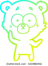 cold gradient line drawing of a surprised bear cartoon