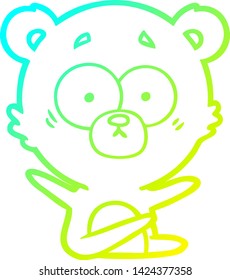 cold gradient line drawing of a surprised bear cartoon