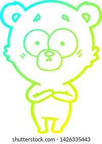 cold gradient line drawing of a surprised bear cartoon