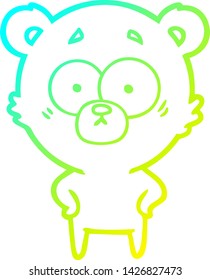 cold gradient line drawing of a surprised bear cartoon