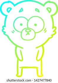 dibujo de línea de gradiente frío de una caricatura de oso polar sorprendido