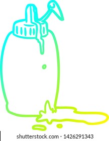 cold gradient line drawing of a tomato ketchup bottle