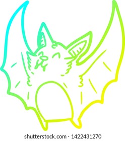 cold gradient line drawing of a vampire halloween bat