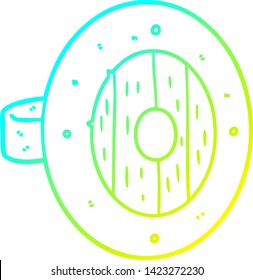 cold gradient line drawing of a viking shield cartoon