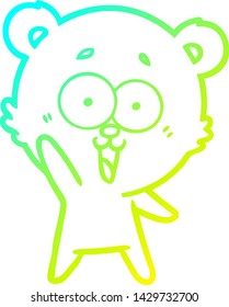 kalte Farbverlauf-Linienzeichnung eines schwungvollen Teddybärenkartoons
