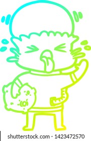 cold gradient line drawing of a weird cartoon alien