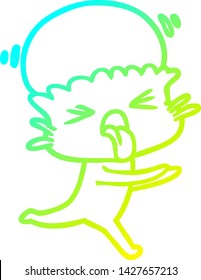 dibujo de línea de degradado frío de un extraño alien de caricatura