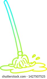 cold gradient line drawing of a wet cartoon mop