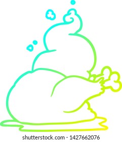 cold gradient line drawing of a whole cooked chicken