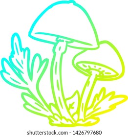 dibujo de línea de gradiente frío de hongos silvestres