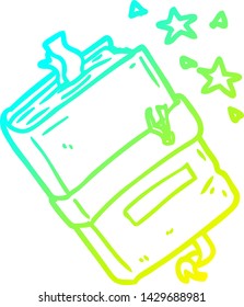 cold gradient line drawing of a witch's book of spells