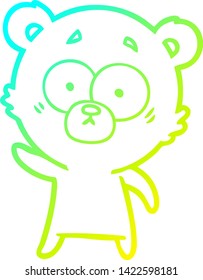 dibujo de línea de degradado frío de una caricatura de oso preocupado