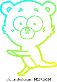cold gradient line drawing of a worried bear cartoon