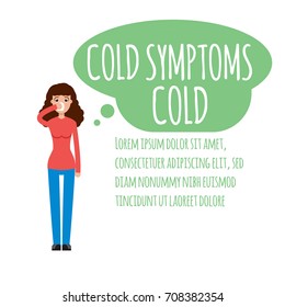 Cold, grippe, flu or seasonal influenza common symptom infographic. Vector illustration.