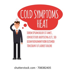 Cold, grippe, flu or seasonal influenza common symptom infographic. Vector illustration.