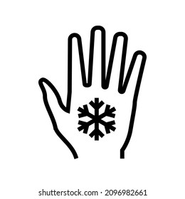 Cold Hands And Feet Line Icon Vector. Cold Hands And Feet Sign. Isolated Contour Symbol Black Illustration