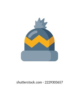 Cold Hat Flat Icon - Autumn Season Icon Vector Illustration Design
