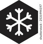 Cold hexagon icon . Snowflake icon in hexagon . Frost icon . Vector illustration